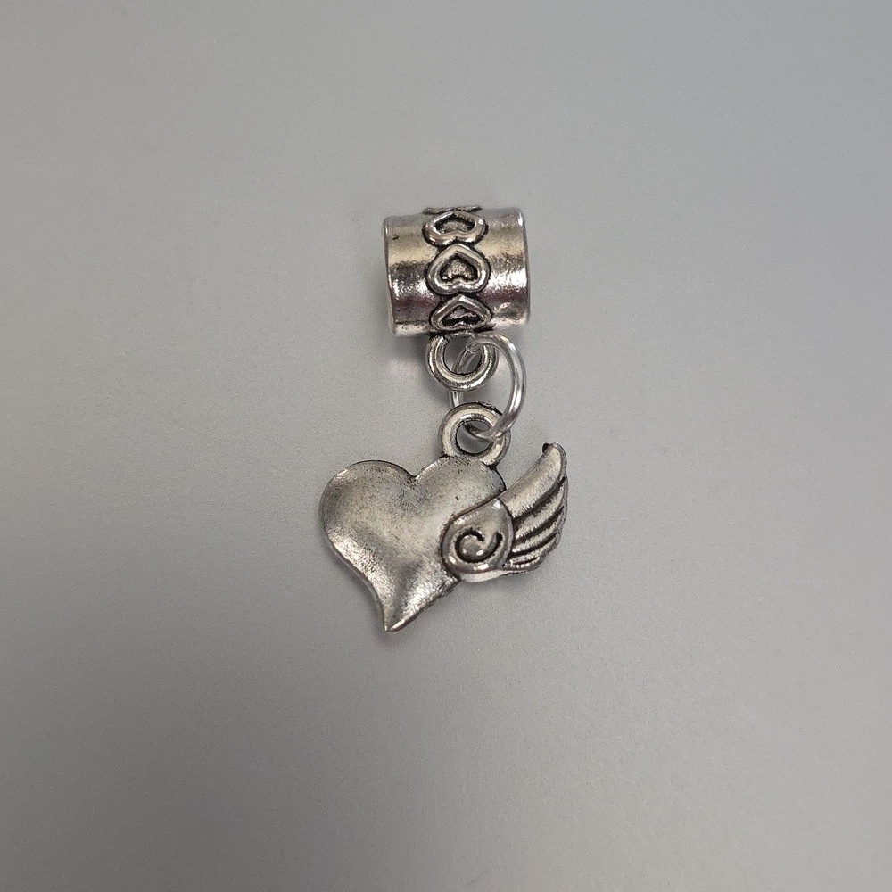 Heart  Wings Charm Fits Pandora and other European Systems